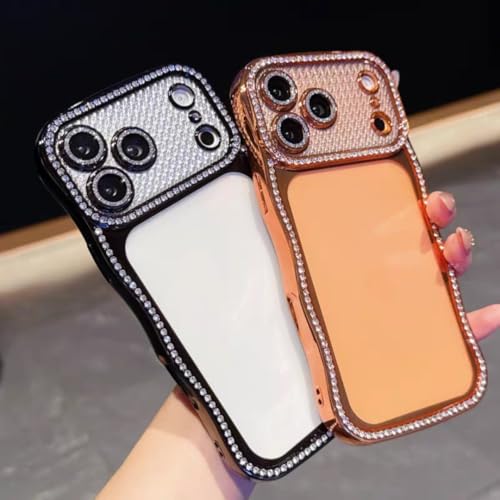 Coque iPhone 13 Pro transparente à bords ondulés et strass argentés - 7