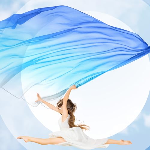 Image of Jecery 2 Pack Praise Dance Worship Flags, 35''x 55'', White Blue Navy Blue
