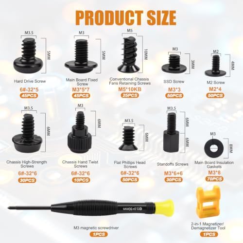 mankk 400PCS PC Screws & Standoffs for Motherboard SSD Fan Case DIY Repair — view 2