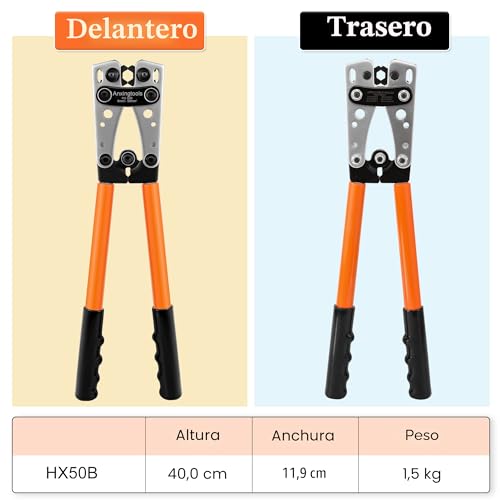 Miniatura 6 de Herramienta De Crimpado De Cable De Batería Para Terminales De Anillo De Cobre De Batería De 6 10 16 25 35 50 Mm , Crimpadora Resistente Para Terminales De Cable Hx50b Crimper Terminals