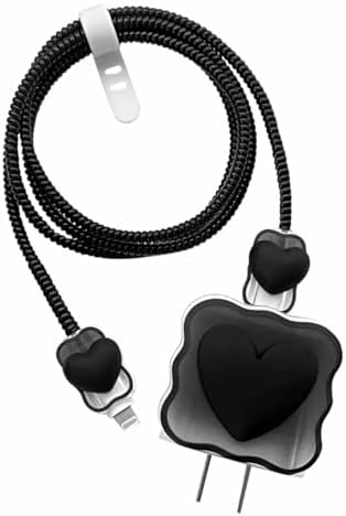INEFABLE 25W Charger Protector for Samsung, Protective Silicone Case Cover 25W Power Adapter Charger with Wire Saver - Pack of 1 (Black Heart)