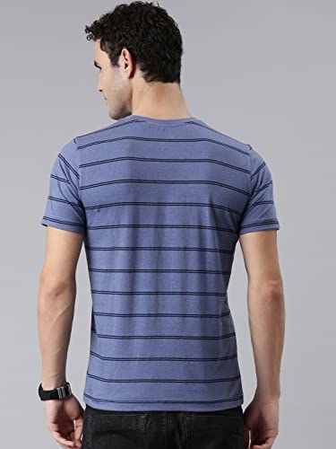 Image of F A S O Men's T-Shirt - Super Soft Combed Cotton Rich Fabric Sporty Striped Design Customized Comfort Fit