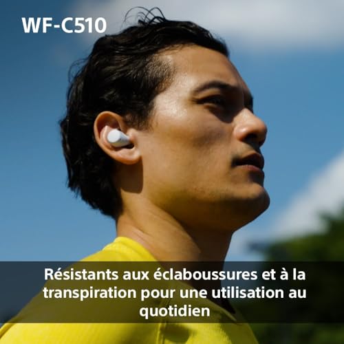 Sony WF-C510 Truly Wireless - Ecouteurs Intra-Auriculaires Bluetooth, Petits, Légers, Connexion Multipoint, Son Ambiant, IPX4, Spotify Tap, Charge Rapide, Batterie jusqu'à 22h, iOS et Android – Blanc