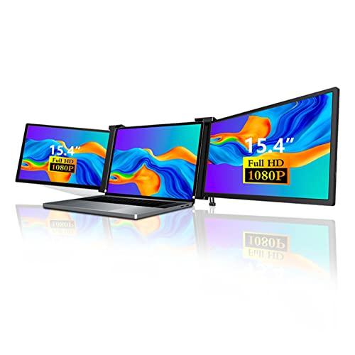 Tragbarer Monitor für Laptop, 15,4 Zoll 1080P Full FHD IPS-Display, mit Skalierbarer Halterung, Laptop-Monitor-Bildschirmverlängerung für 15,6 Bis 17,3 Zoll Win- und OS X-Laptop (Schwarz)