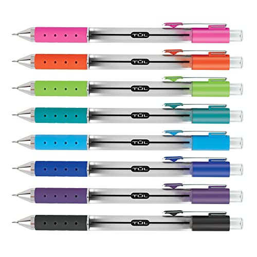 Tul Retractable Gel Pens, Needle Point, 0.5 Mm, Gray Barrel, Assorted Bright Ink Colors, Pack Of 8 #TOP2