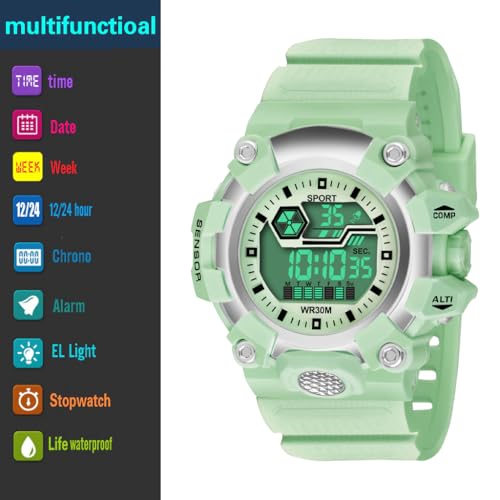 Image of Shocknshop Digital Rubber Strap Sports Multi Functional Black Watch for Mens Boys -WCH158