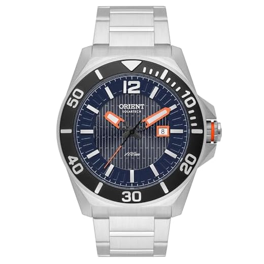 Orient Relógio Masculino SolarTech MBSS1500 D2SX, Prata, Aço Inoxidável, Mostrador Azul, Resistente à Água