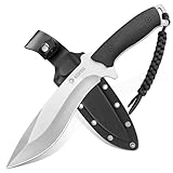 NedFoss Kukri Survival Knife with Sheath, 6' Full Tang Fixed Blade Hunting Knife with G10 Handle for Outdoor, Camping and Survival, Camping Gifts for Men