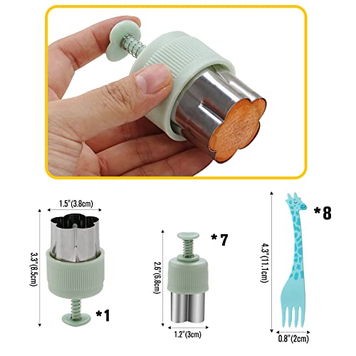 Surgehai Fruit Cutters Shapes Vegetable Cutter For Kids 16 Pcs With 8 Pcs Cute Fruit Forks, Mini Cookie Cutter With Spring Handle, Easy To Pop Out #TOP5