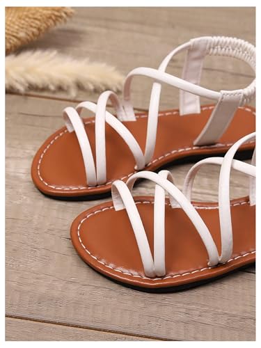 GORGLITTER Girl's Cross Strappy Dress Sandals Open Toe Ankle Strap Cute Summer Flat Sandals2
