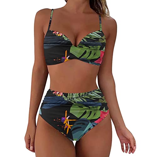 Genérico Bikinis Mujer Brasileños Bañador Ropa de Baño Push Up Dos Piezas con Relleno Traje de Baño de Tubo Color Liso Bikini Set Bikini con Aros Mujer Bañadores Mujer Reductores Barriga Top Volante