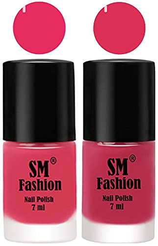 Image of Long Lasting Nail Polish | Nail Paint Combo 7 ml Each) - Set of 2 Dark Rose Pink-Dusty Pink