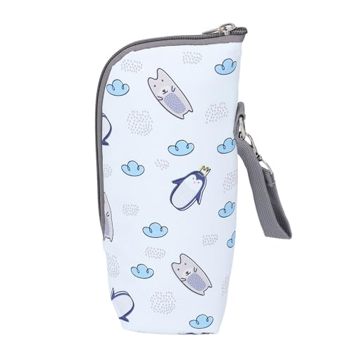 ボトルウォーマーバッグ ポータブル 細かい仕上がり かわいい 長寿命 断熱 繊細 多用途 哺乳瓶ウォーマー (ペンギン柄)