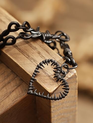 HAQUIL Gothic Barbed Wired Chain Goth Pendant Necklace, Halloween Gothic Punk Grunge Jewelry Gift for Women4