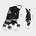 4 Wheels Pet Stroller,Easy-Foldable Dog Cat Cage Jogger Stroller with Weather Cover for All-Season,Storage Basket and Visible Mesh for Small/Medium Pets up to 33lbs (Black)