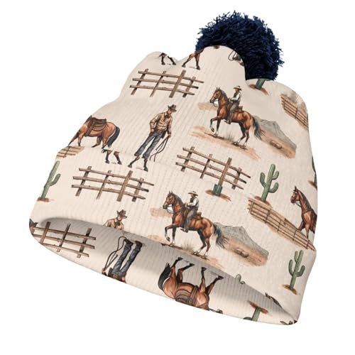 Kids Beanie for Boys Girls Pom-pom Knit Hats Warm Winter Outdoor Skull Snow Ski Cap Children3