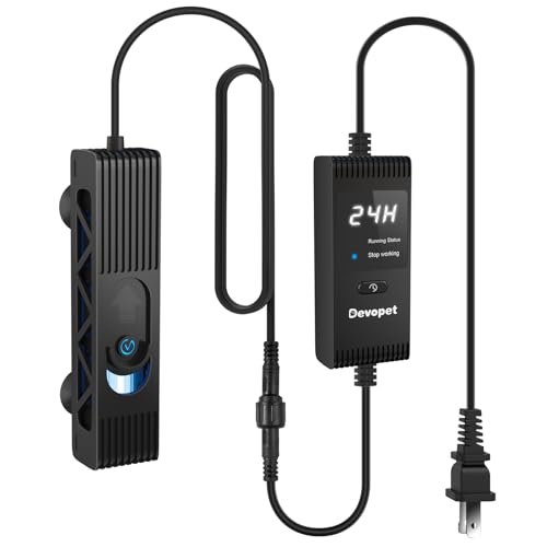 Devopet Aquarium U-V Light Al-gae Control Light with 1-24H Timer Compact Green Water Clean Lamp with Protective Shield 3W for 3-20 Gallon Freshwater and Saltwater Tanks