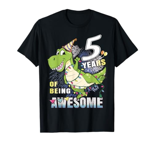 Fifth Birthday Dinosaur for 5 Year Old Boys | Dino 5th Bday T-Shirt