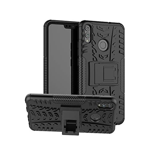 MINGYOUNG skal för Huawei Honor 8X Hybrid Armor Bumper Hart Tough Case med ställ Cover skyddsskal stötdämpning mobiltelefonfodral för Huawei Honor 8X (svart)