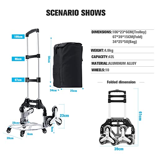 OLYSPM Einkaufstrolley treppensteiger,Einkaufstrolley klappbar,360 -Grad -Wende,Höhenverstellbarer Griff-große Kapazität… – Bild 3