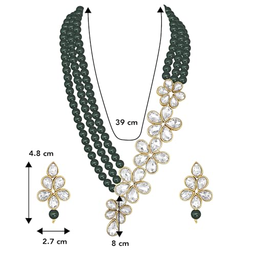 Image of Peora Crystal Faux Pearl Necklace & Jewellery Set Gift for Women