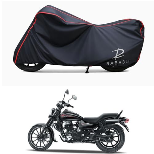Image of Waterproof Bike Body Cover Compatible for | Bajaj Avenger Cruise 220 | Taffeta Fabric, Red Piping Design, Bottom Elastic Fit | Dustproof, Sun UV & Rain Protection for All Bikes