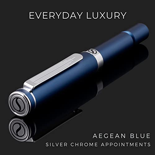 Scriveiner Blue Rollerball Edc Luxury Pen, Stunning Pocket Pen With Chrome Finish, Cool Writing Pen, Best Pen Gift For Men & Women, German Schmidt Refill, Nice Present, Fancy Office Designer Pen Set #TOP1