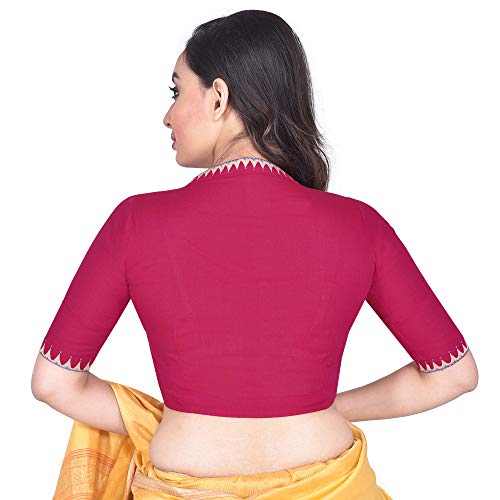 Image of RENE Women's Cotton Embroidered Half Sleeve Blouse