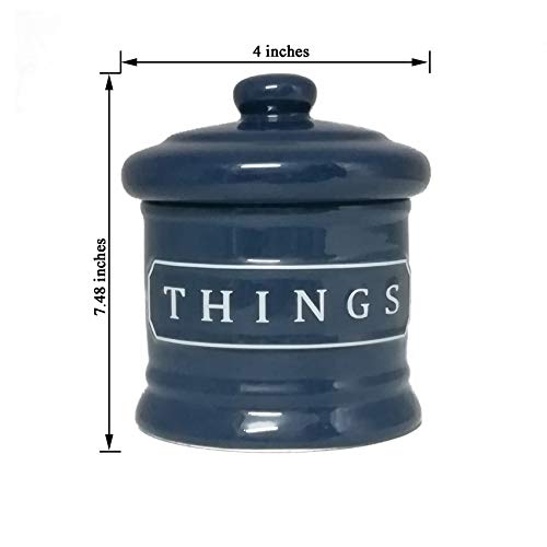 Lonovel Bathroom Vanity Storage Organizer Canister Jars For Cotton Balls,Swabs,Bath Salts,Makeup Sponge,Cosmetic Pad,Qtip Ceramic Bathroom Accessories Canisters Holder With Lid Home Decor,Cobalt Blue #TOP6