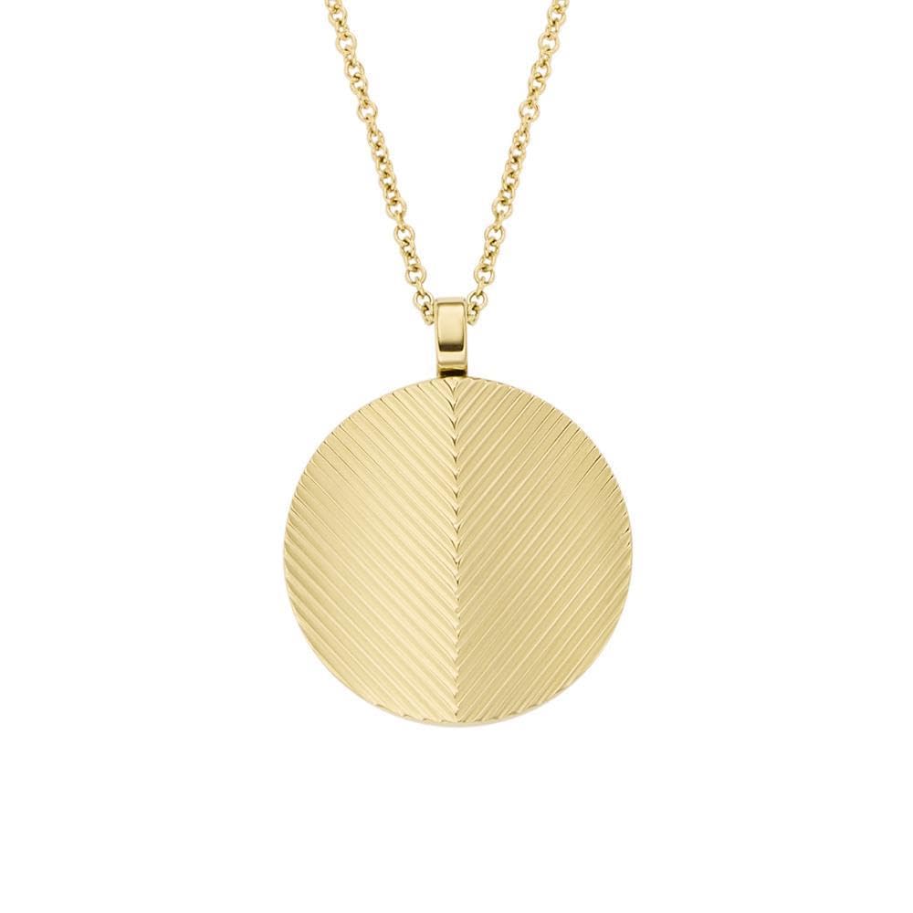 Fossil Women's gold tone Stainless Steel with lobster clasp closure Round pendant necklace