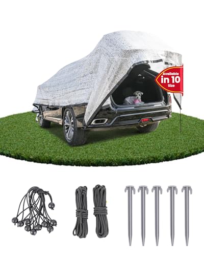 Ezcasch Aluminet Shade Cloth 6.5x6ft, 85% Reflective Silver Aluminet Shade Cloth with Grommets, Sun Protection and Breathable, Complete Accessories, for Greenhouse, Car, Pet, Camping, Garden