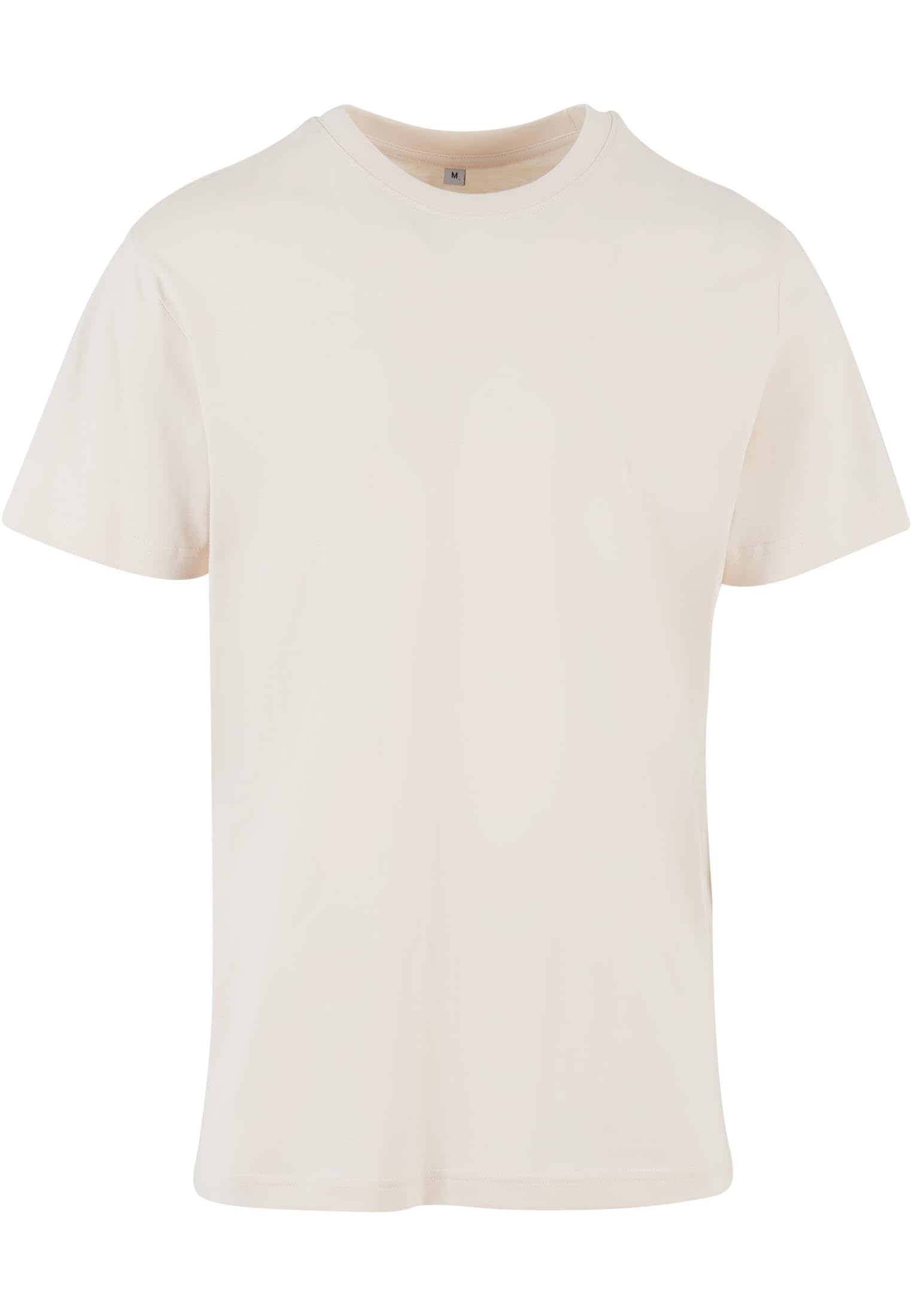 Build your Brand Men's T-Shirt Round Neck, Basic Men's Cotton Top with Crew Neck, XS-5XL, Marshmallow, XS