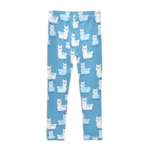 Alpaca Blue Background 1 Girls Leggings Athletic Pants Tights Stretch Bottom2