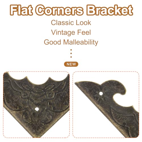 Image of uxcell 30pcs Vintage Corner Protector 2.3 inchx2.3 inchx0.2 inch Decorative Metal Edge Corner Protectors Brackets with Mounting Nails for Box Wooden Case Chest Table Desk Bronze