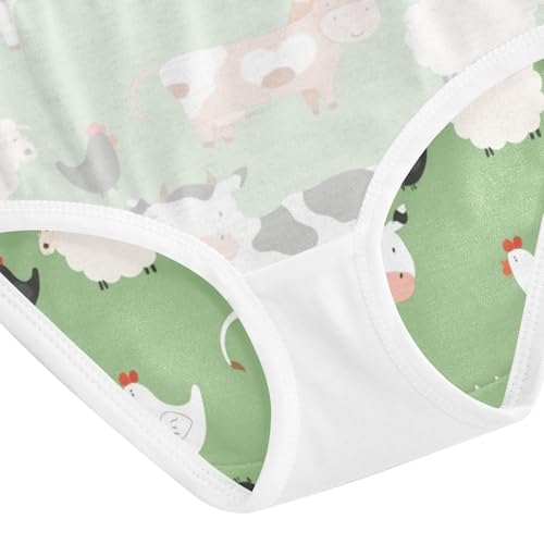 Toddler Girl Briefs, Farm Animals Cows Green Cotton Girls Underwear, 2T–8 Years4