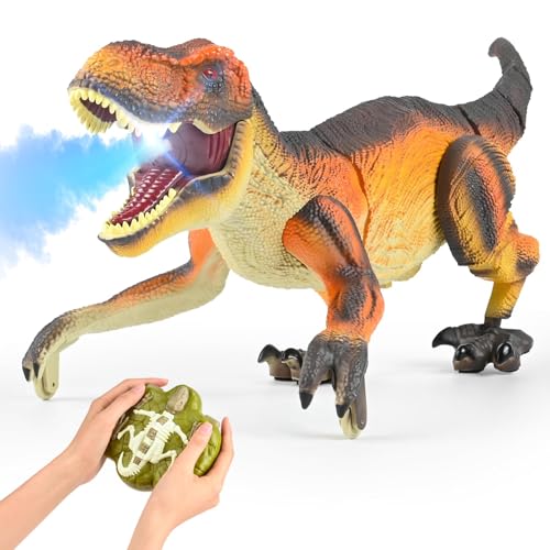 Gerbala Juguetes de Dinosaurios de Control, Dinosaurios T-Rex Realistas Que con Funcione de Rociar/Rugido, RC Dinosaurio Robot con Caminary Luz, Regalos Navidad Cumpleaños Niños 3-13 Años (Marrón) Gerbala Juguetes de Dinosaurios de Control, Dinosaurios T-Rex Realistas Que con Funcione de Rociar/Rugido, RC Dinosaurio Robot con Caminary Luz, Regalos Navidad Cumpleaños Niños 3-13 Años (Marrón)