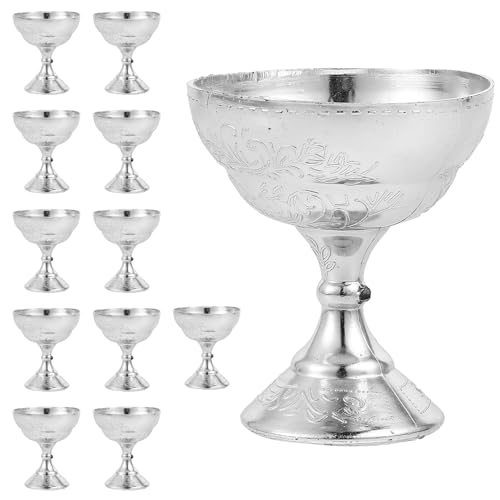 FELTECHELECTR 12pcs Boîtes à Dragées Invités en Plastique Argenté, Design Élégant de Coupe de Vin, Réutilisables et Pratiques pour Décoration de...