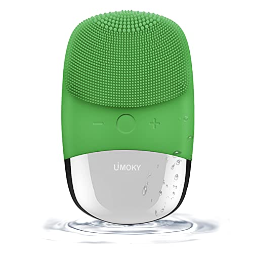 Facial Cleansing Brush, 3-in-1 Electric Silicone Face Scrubber, Sonic Facial Massager, IPX7 Waterproof, USB Rechargeble Face Scrubber Brush for Deep Cleanning, Blackhead Remover, Exfoliating(Green)