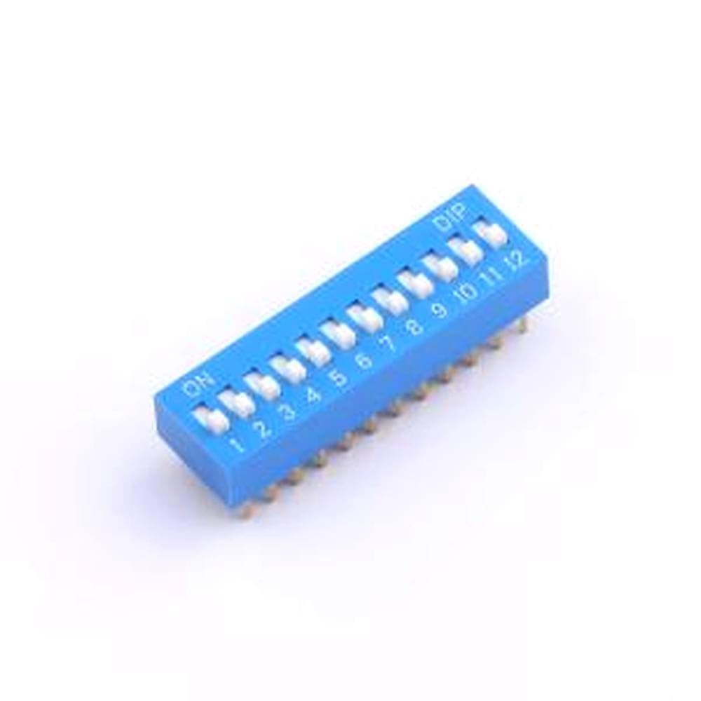 2 Pcs DIP Switch DS-12-B DIP Switch 2.54mm Pitch, Blue 12PIN/Position Dip Positive dial Flat dial high Push Plug-in