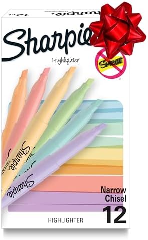 Sharpie Pocket Highlighters, Mild Pastel Colors, Assorted, Chisel Tip, 12 Count – School, Home, and Office Use, Teacher Supplies Sharpie Pocket Highlighters, Mild Pastel Colors, Assorted, Chisel Tip, 12 Count – School, Home, and Office Use, Teacher Supplies