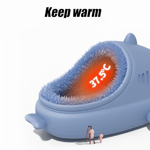 Sharklas, Sharklas Originales Kids, Waterproof Shark Slippers, Winter Plush Fluffy Warmth Shark Slides For Adults 5