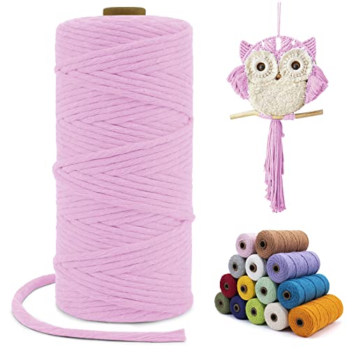 LEREATI Macrame Cord 3mm x 100m, Single Strand Thick Macrame Rope Yarn Natural Cotton Cord
