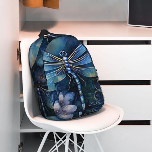 Sac à dos bleu libellule pour ordinateur portable et cours universitaires