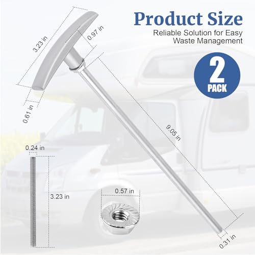 Image of RV Waste Valve Extension Tube 9 Inch TX9HPB RV Waste Valve Handle Replacement - Valve Aluminum Tube Extension Rod Facilitates Waste Management Compatible with RV Sewer Hose Kit - 2 Pcs