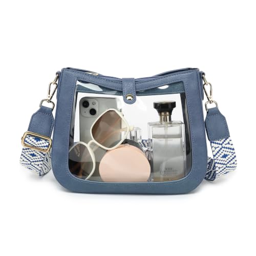 Image of LOXOMU Clear Crossbody Bags Stadium Approved, Clear Purses with Guitar Strap Clear bag for Stadium Events, Concerts
