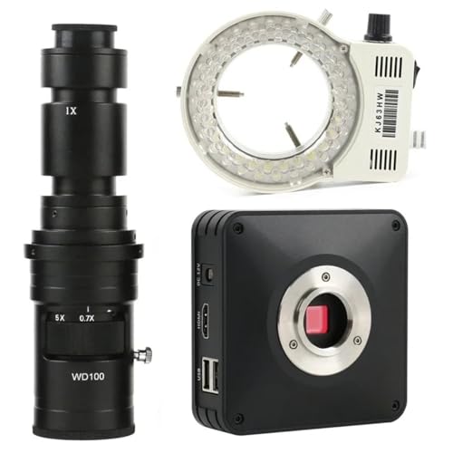 Microscope Full HD 1080P Sensor IMX185 HDMI Industrial Lab Electronic Digital Microscope UI C-Mount Camera USB Disk Storage(500x Lens with Light)
