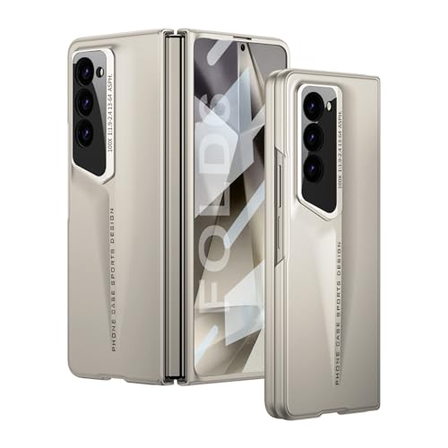 Image of Midkart Matte Case Compatible with Samsung Galaxy Z Fold 6 Release 2024 Ultra Thin Hard PC with Front Glass Cover Glossy Camera Protection, Royal Beige
