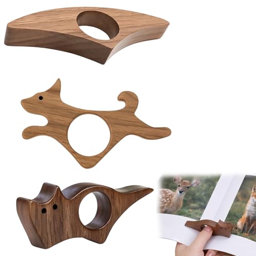 3-Piece Wood Page Holder Set for One-Handed Reading Thumb Book Page Holder Book Page Holders for Reading Perfect for Book Lovers Educators and Travelers