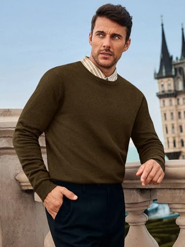 Image of Runcati Mens Crewneck Sweaters Casual Knit Lightweight Dress Sweater Long Sleeve Slim Fit Fall Winter Pullover