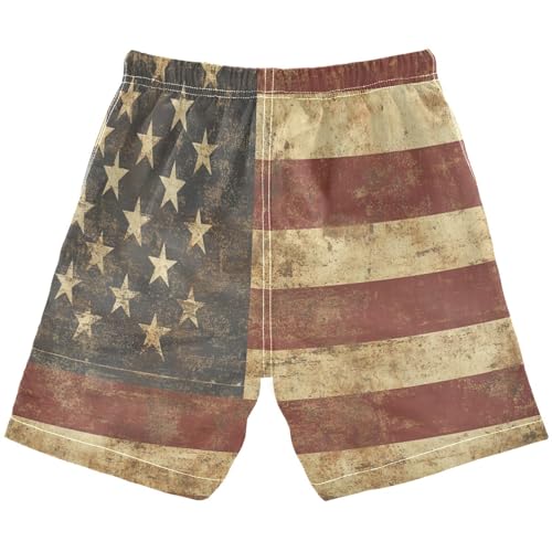 Boys Beach Board Shorts America Flag Vintage Retro Swim Trunk Teen Swimwear 8-16Y Multicolor2